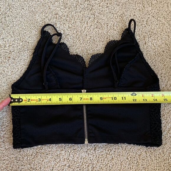 Vintage black lace‎ Cami crochet crop top tank Paper Crane Size Small - Picture 9 of 11